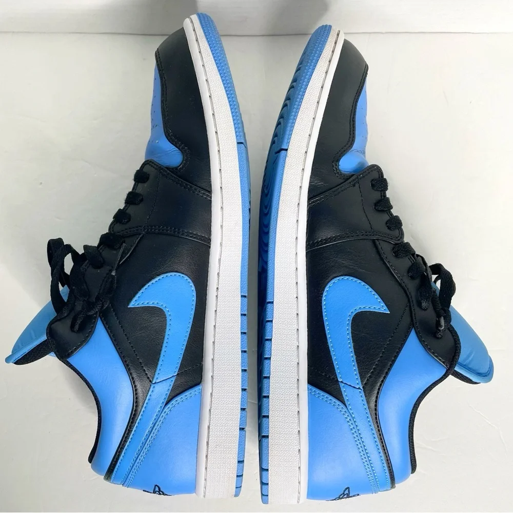 Nike Air Jordan 1 Low Shoes Black University Blue 553558-041 Men's Size 14